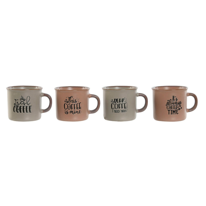 Juego de Tazas de Café Home ESPRIT Azul Rosa Gres 180 ml