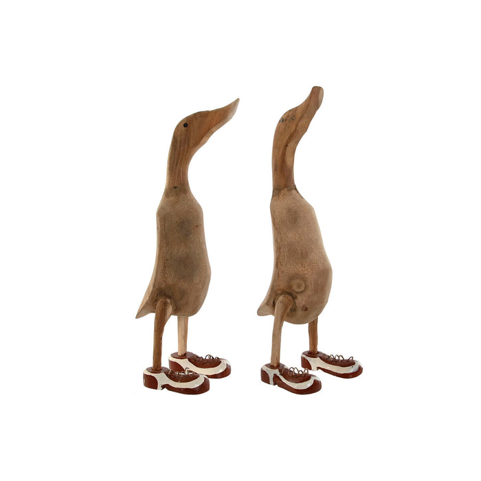 Decorative Figure Home ESPRIT White Red Natural Duck 14 x 28 x 43 cm (2 Units)