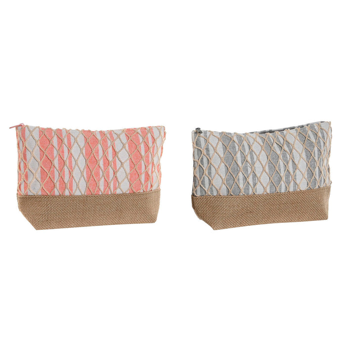 Nécessaire de Voyage Home ESPRIT Gris Corail 25 x 7 x 15 cm (2 Unités)