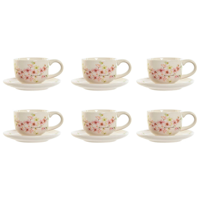 Piece Coffee Cup Set Home ESPRIT Yellow White Pink Lilac Metal Dolomite 180 ml
