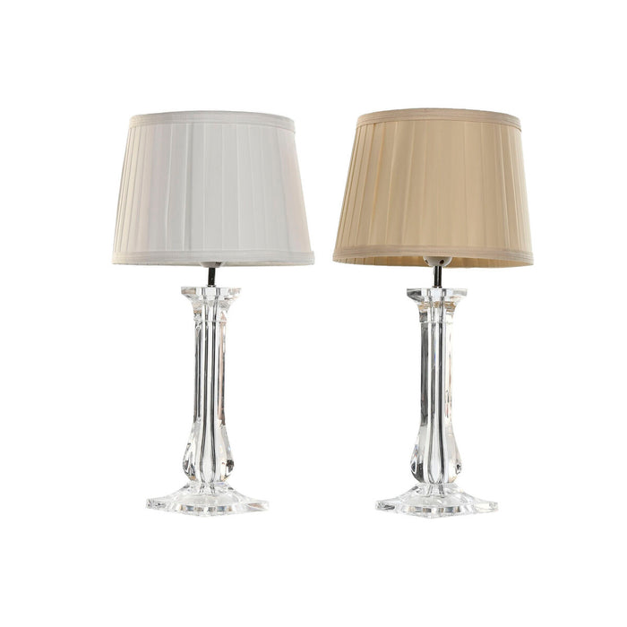 Lámpara de mesa Home ESPRIT Blanco Beige Metal 60 W 220 V 25 x 25 x 50 cm (2 Unidades)