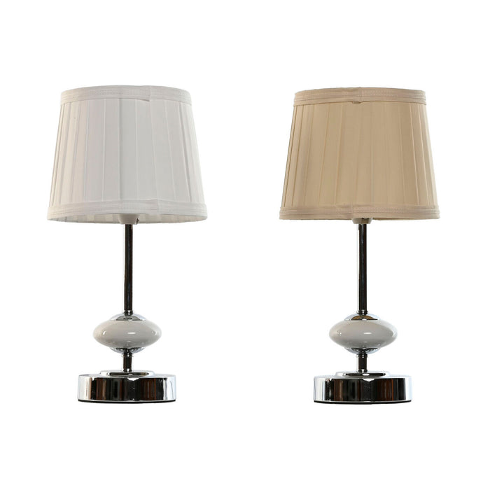Lámpara de mesa Home ESPRIT Blanco Beige Metal Porcelana 20 W 220 V 17,5 x 17,5 x 35 cm (2 Unidades)