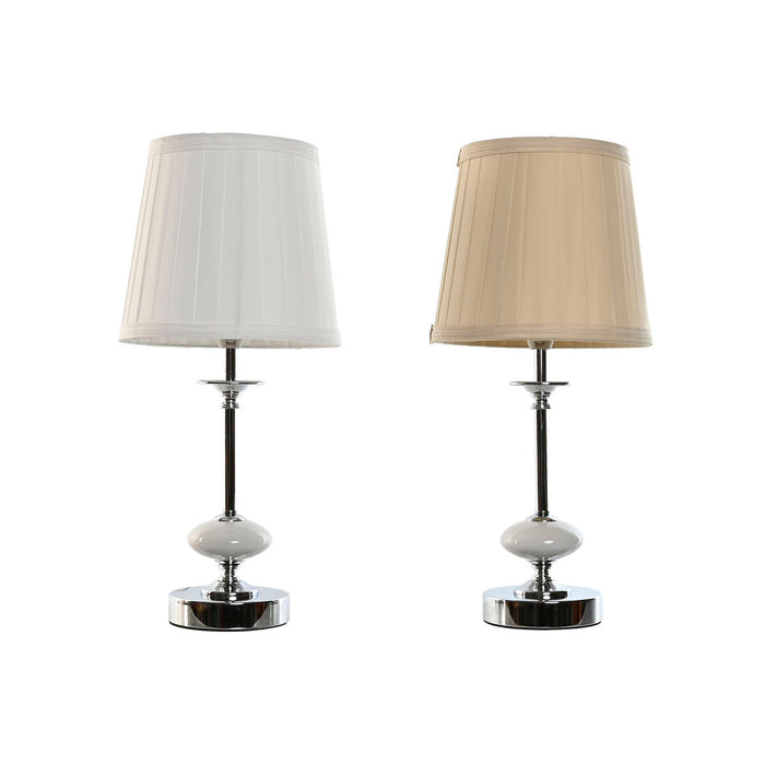 Lámpara de mesa Home ESPRIT Blanco Beige Metal Porcelana 25 W 220 V 20 x 20 x 44 cm (2 Unidades)