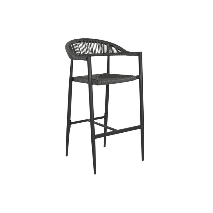 Sgabello Home ESPRIT Nero Grigio scuro Alluminio Rattan 52 x 55 x 105 cm