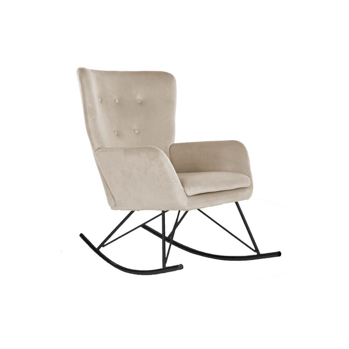 Mecedora Home ESPRIT Negro Beige Poliéster Metal 68 x 90 x 92 cm