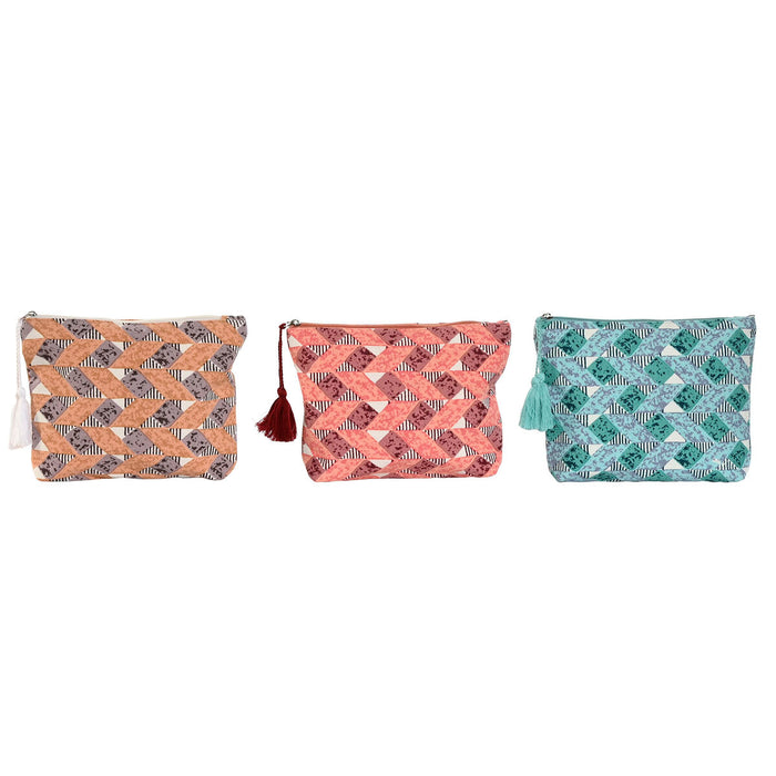 Necessaire da Viaggio Home ESPRIT Marrone Turchese Corallo 25 x 5 x 20 cm (3 Unità)
