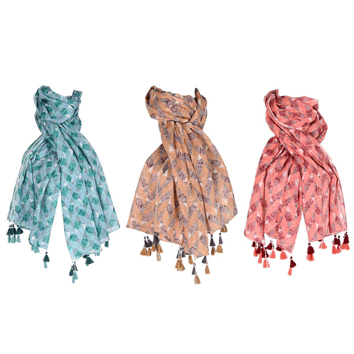 Écharpe Home ESPRIT Marron Turquoise Corail (3 Unités)