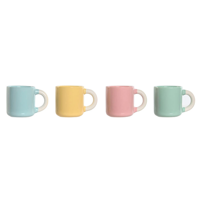 Piece Coffee Cup Set Home ESPRIT Yellow Blue Green Pink Porcelain 110 ml 4 Pieces