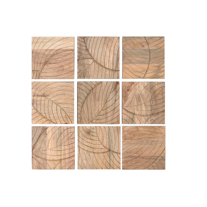 Decorazione da Parete Home ESPRIT Naturale Moderno Foglia della pianta 90 x 3 x 90 cm (9 Pezzi)