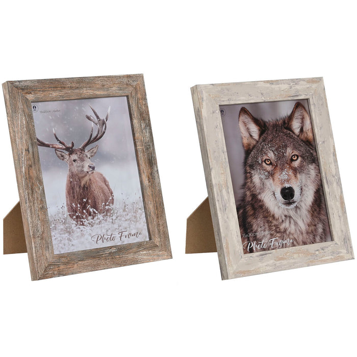 Marco de Fotos Home ESPRIT Blanco Natural Cristal Poliestireno Escandinavo 19,5 x 2 x 24,5 cm (2 Unidades)