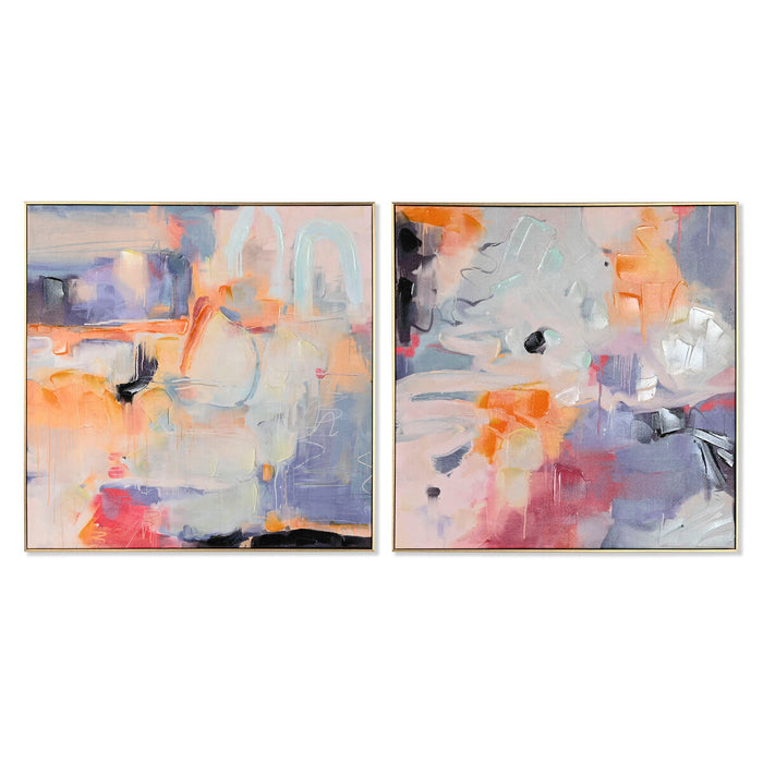 Cuadro Home ESPRIT Abstracto Moderno 80 x 3,5 x 80 cm (2 Unidades)