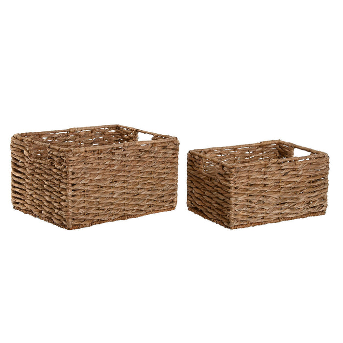 Juego de Cestas Home ESPRIT Natural Metal Fibra natural 36 x 28 x 21 cm (2 Piezas)