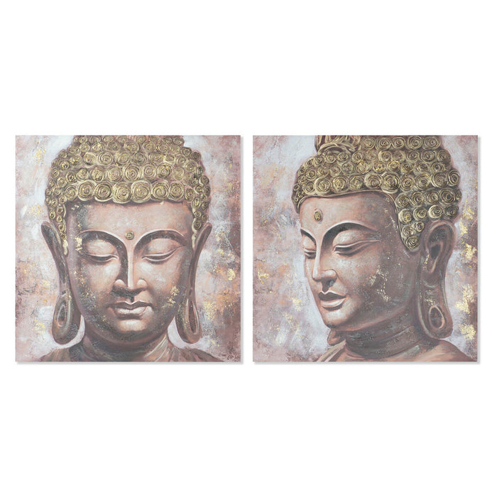 Quadro Home ESPRIT Buddha Orientale 100 x 3 x 100 cm (2 Unità)