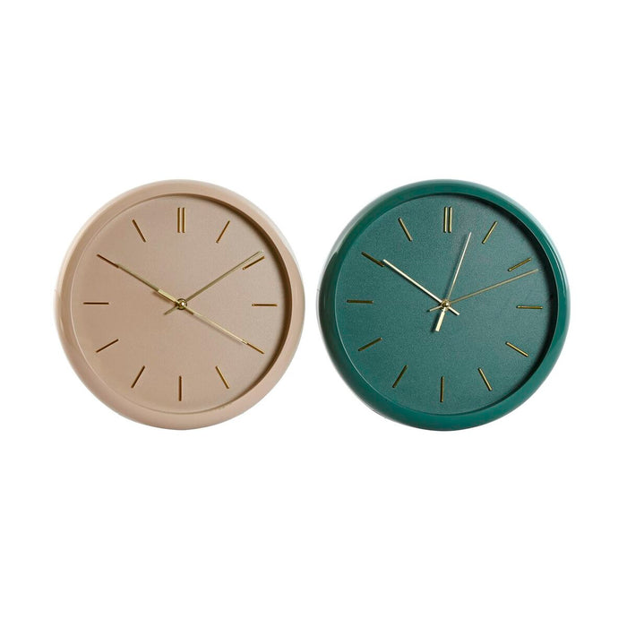 Orologio da Parete Home ESPRIT Verde Rosa PVC Moderno 30 x 4 x 30 cm (2 Unità)