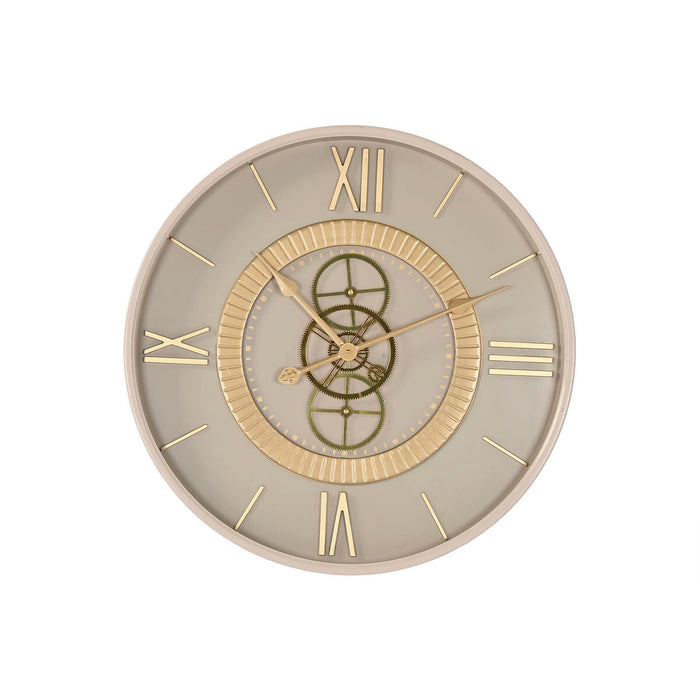 Reloj de Pared Home ESPRIT Blanco Beige Dorado Cristal Hierro 60 x 8 x 60 cm 59,5 x 8,5 x 59,5 cm