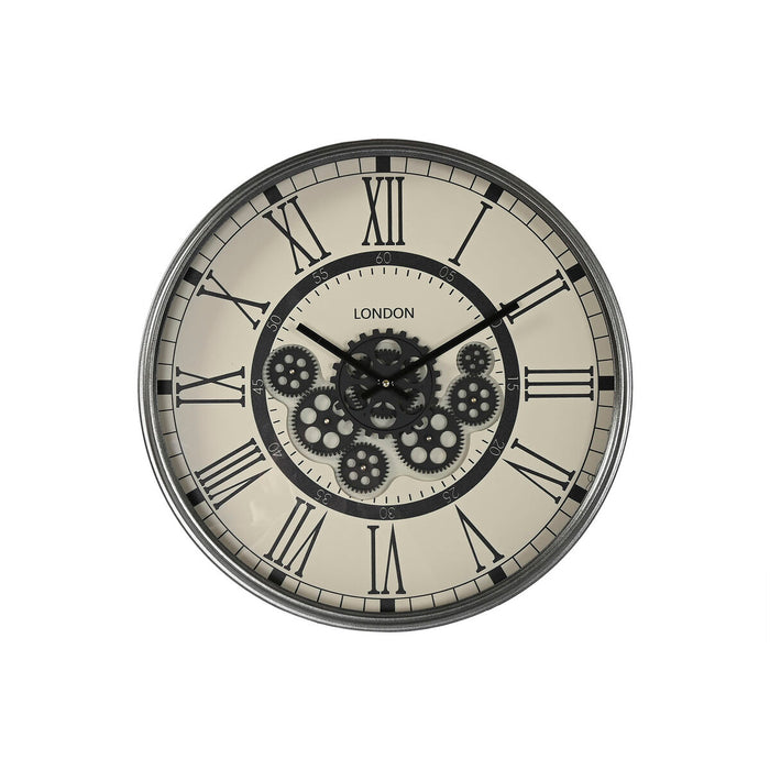 Reloj de Pared Home ESPRIT Blanco Negro Gris oscuro Hierro Madera MDF 54 x 8 x 55 cm