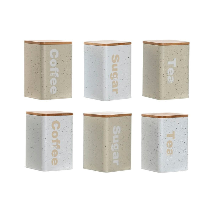 Bote Home ESPRIT Beige Gris (2 Unidades) (6 Unidades)