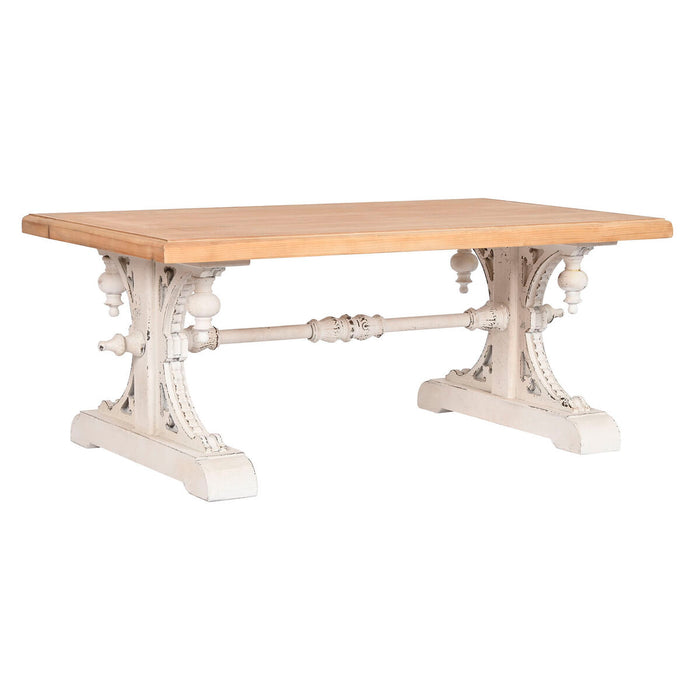 Tavolino da Caffè Home ESPRIT Bianco Naturale Legno di abete Legno MDF 110 x 65 x 46 cm