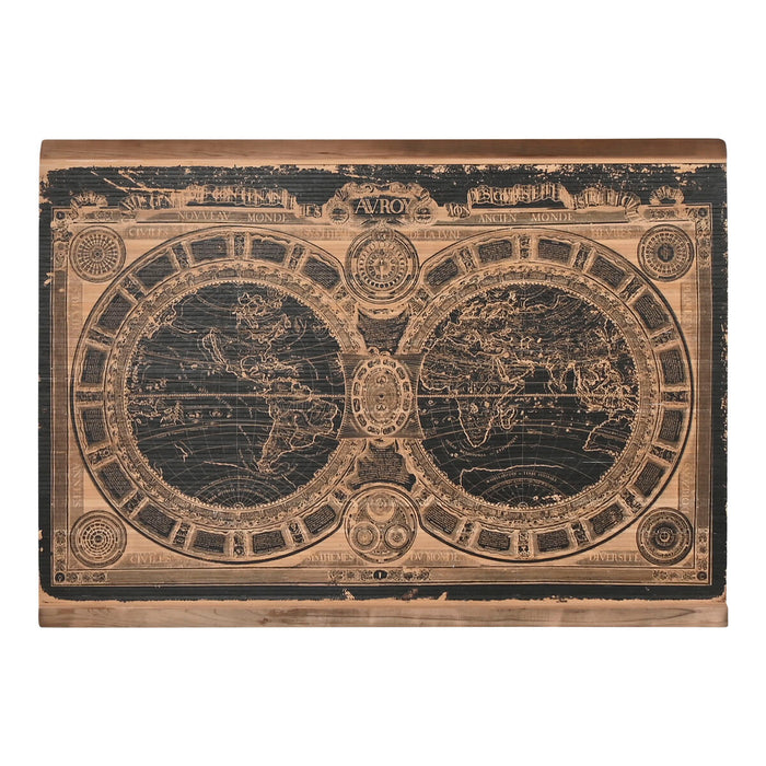 Decorazione da Parete Home ESPRIT Nero Naturale Mappamondo 149 x 2 x 105 cm