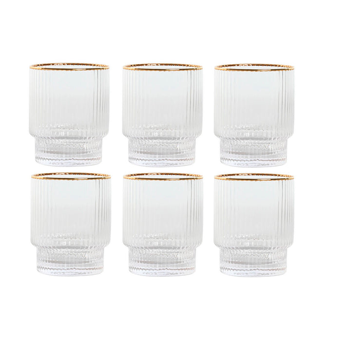 Set de Vasos Home ESPRIT Transparente Dorado Cristal 320 ml (6 Unidades)