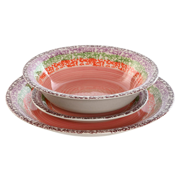 Vajilla Home ESPRIT Rosa Gres 27 x 27 x 2 cm 18 Piezas