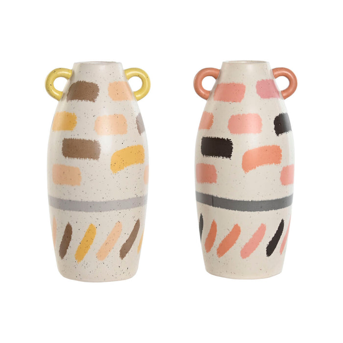 Vaso Home ESPRIT Multicolore Dolomite 17 x 17 x 35 cm (2 Unità)