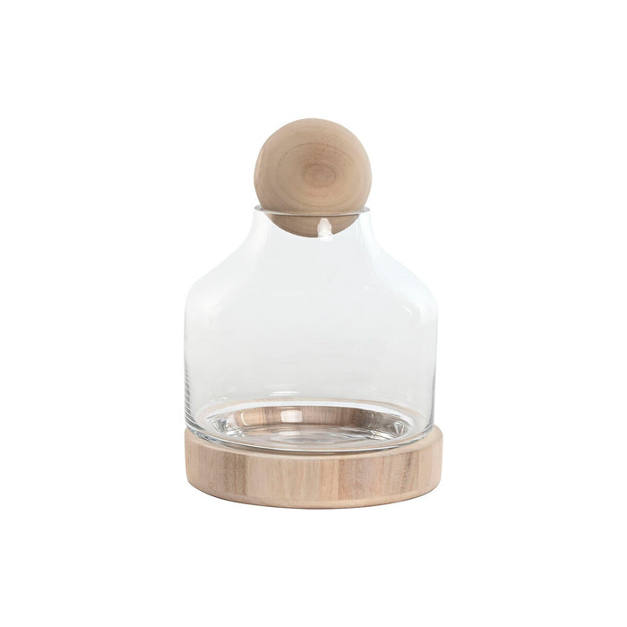 Jarrón Home ESPRIT Transparente Natural Madera Cristal 18 x 18 x 24 cm
