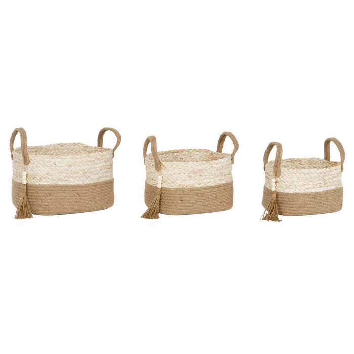 Set di Cestini Home ESPRIT Naturale Marrone Chiaro Juta Moderno 41 x 30 x 33 cm (3 Pezzi)
