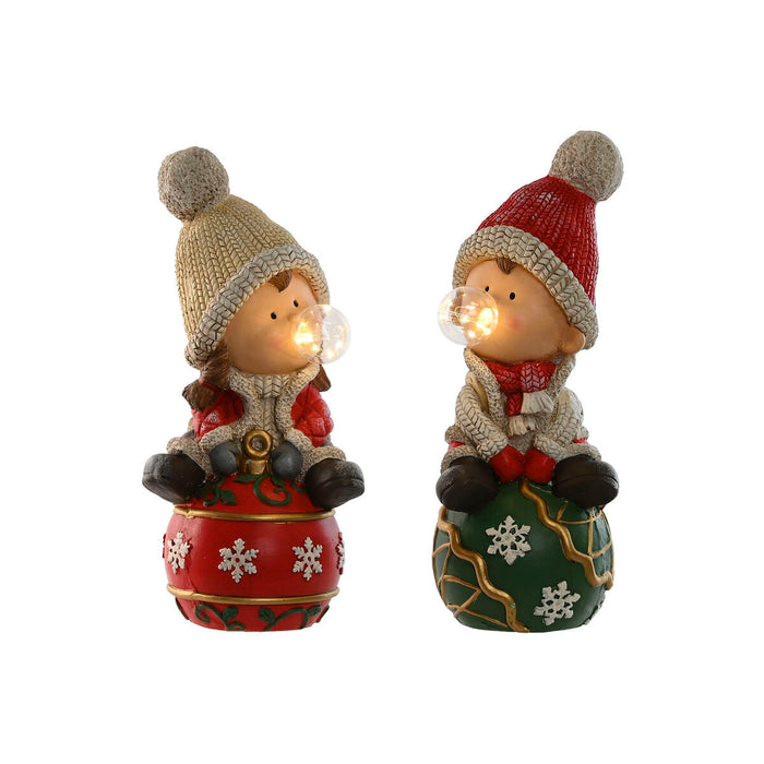 Décorations de Noël Home ESPRIT Blanc Rouge Vert 20,5 x 23 x 51 cm (2 Unités)