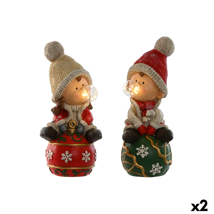 Adorno Navideño Home ESPRIT Blanco Rojo Verde 20,5 x 23 x 51 cm (2 Unidades)