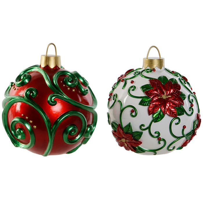 Christmas Bauble Home ESPRIT Red Green Resin 24 x 24 x 28 cm (2 Units)