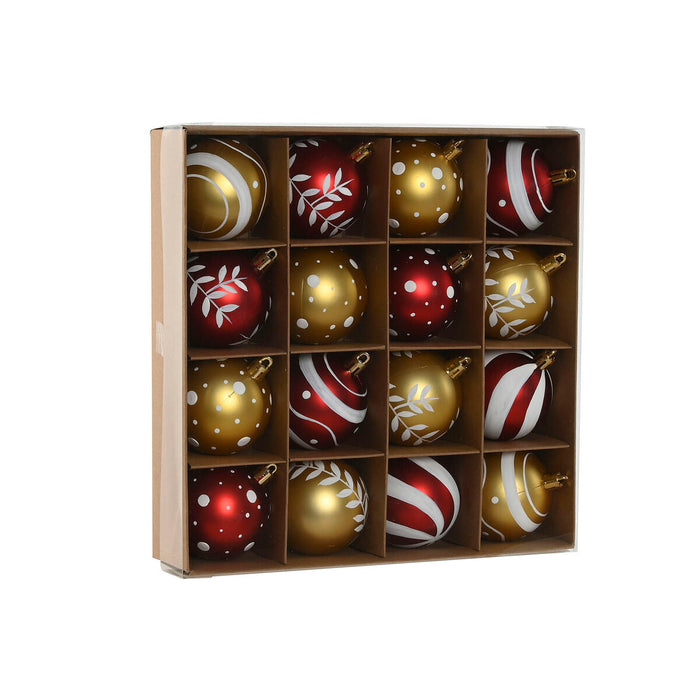 Bolas de Navidad Home ESPRIT Rojo Dorado PVC 25 x 6 x 25 cm (16 Piezas)