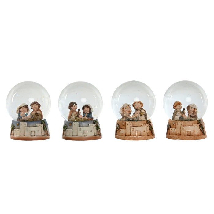 Belén de Navidad Home ESPRIT Multicolor Resina Aluminio Cristal 8 x 8 x 10 cm (4 Unidades)