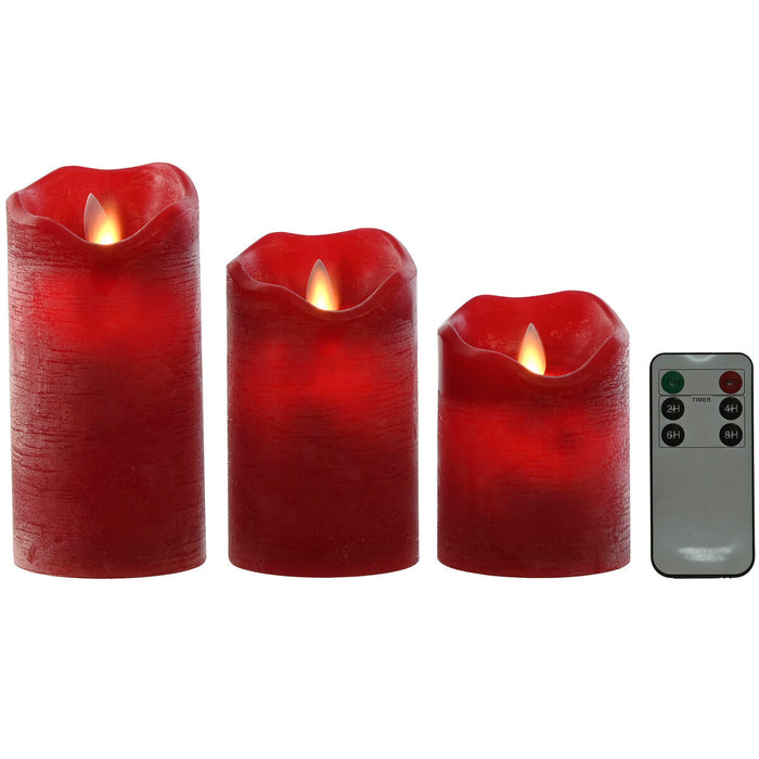 Bougie LED Home ESPRIT Rouge 26,5 x 8 x 17 cm (3 Pièces)
