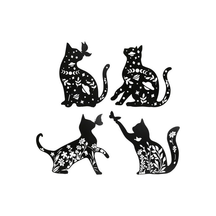 Wall Decoration Home ESPRIT Black Cat 37 x 1,3 x 48 cm (4 Units)
