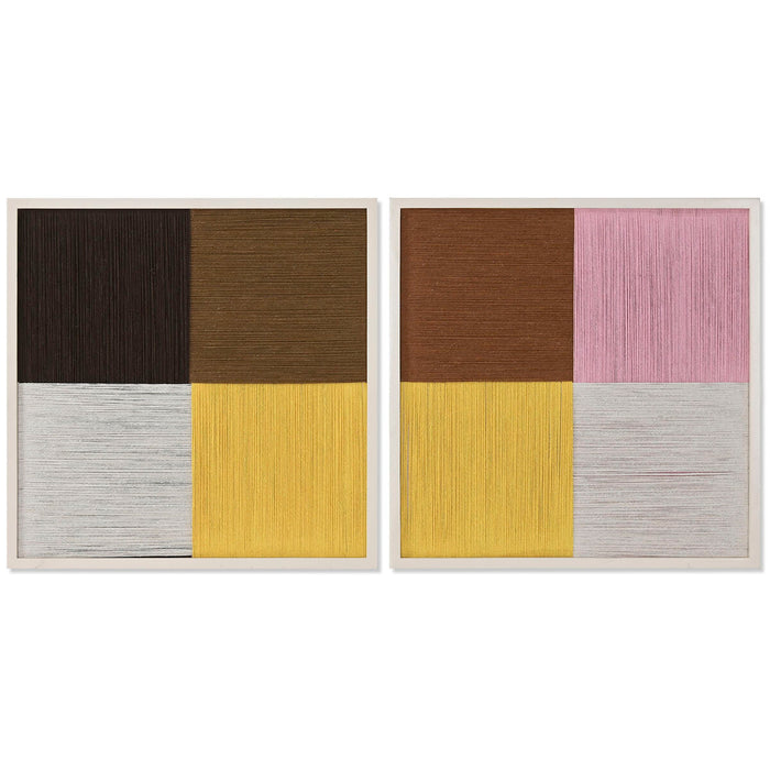 Cuadro Home ESPRIT A cuadros Urbano 50 x 3 x 50 cm (2 Unidades)