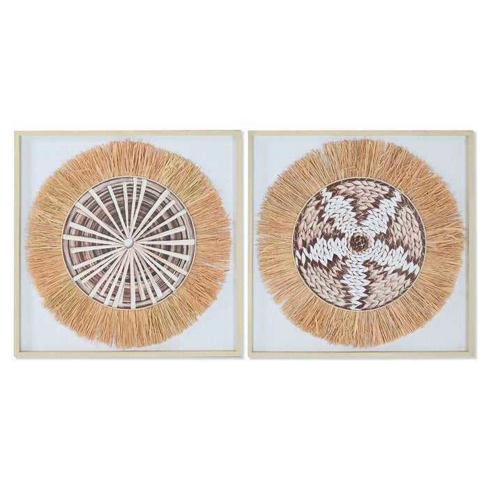 Lienzo Home ESPRIT Blanco Natural Boho 60 x 3 x 60 cm (2 Unidades)