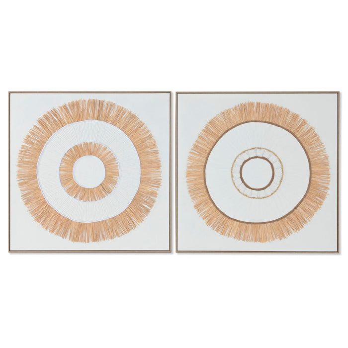 Lienzo Home ESPRIT Blanco Natural Boho 92 x 4,5 x 92 cm (2 Unidades)