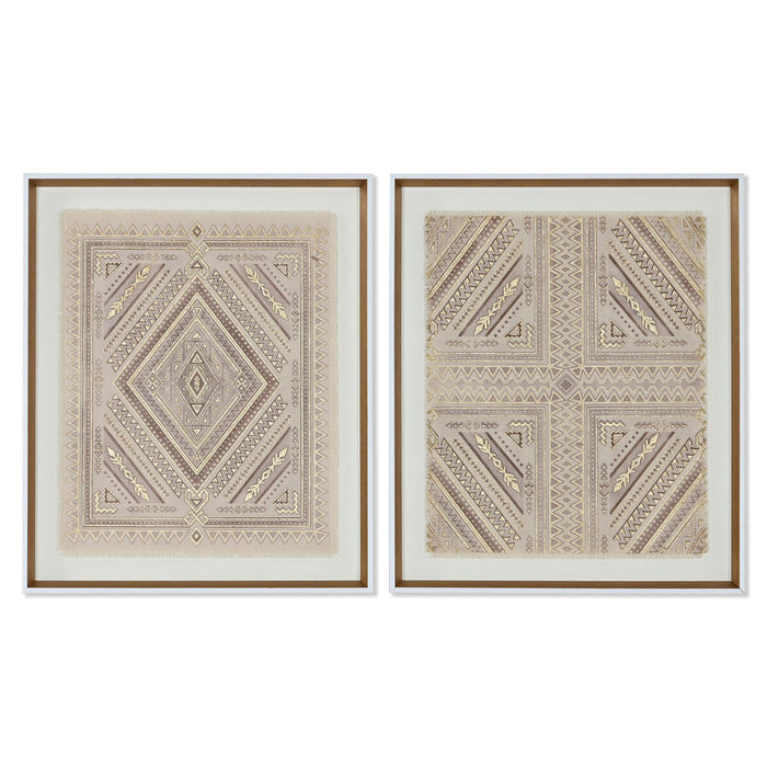 Lienzo Home ESPRIT Blanco Natural Boho 50 x 3,8 x 60 cm (2 Unidades)