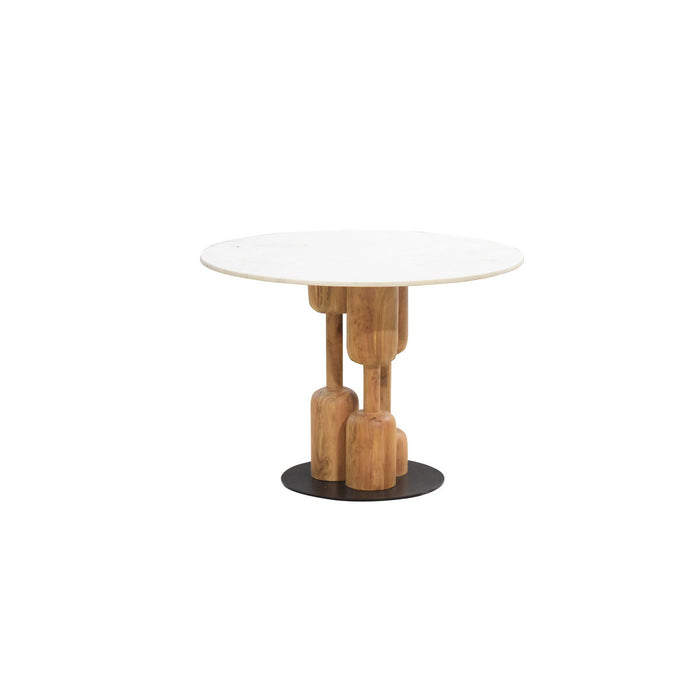 Mesa de Comedor Home ESPRIT Mármol Acacia 106 x 106 x 76 cm