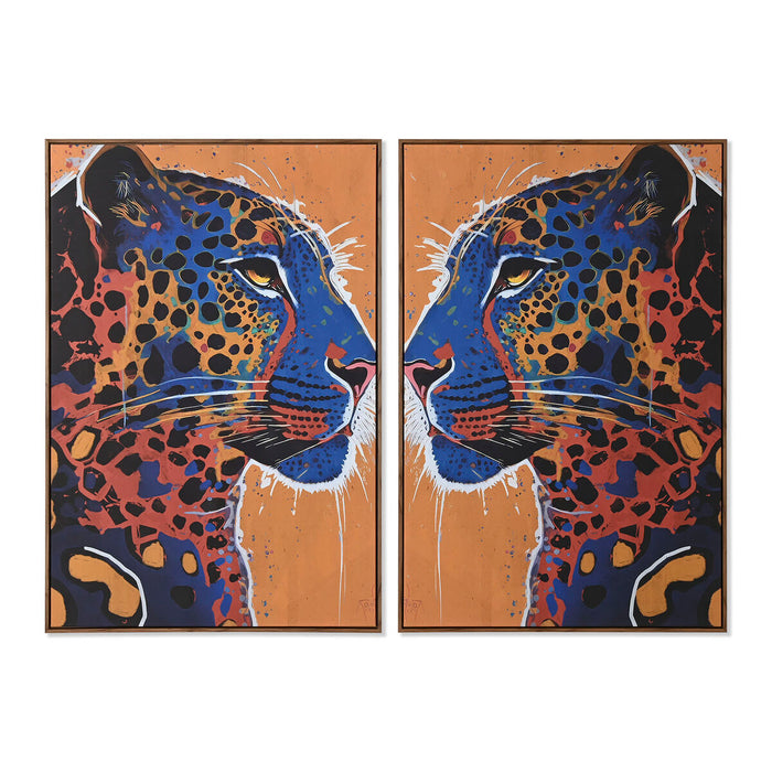 Cuadro Home ESPRIT Leopardo Urbano 80 x 4,5 x 120 cm (2 Unidades)