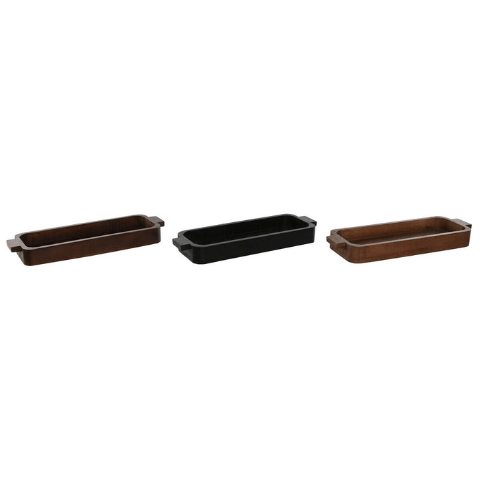 Centrotavola Home ESPRIT Marrone Nero Marrone Chiaro Legno di mango Coloniale 46 x 15 x 5 cm (3 Unità)