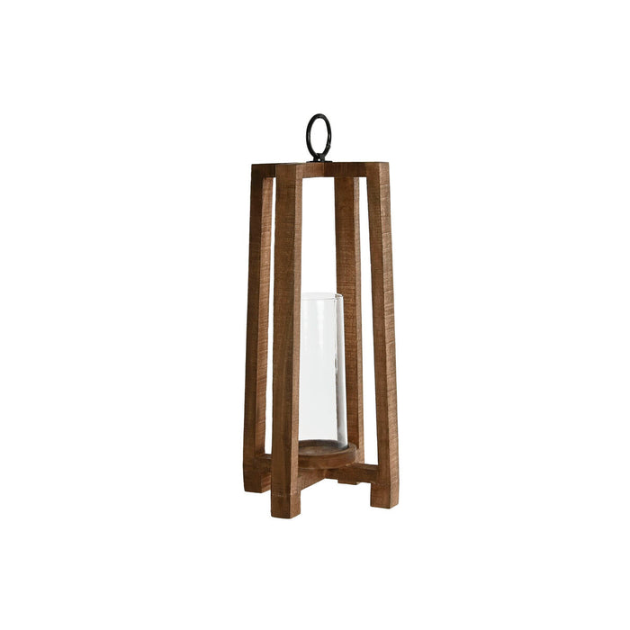 Portavelas Home ESPRIT Natural Cristal Madera de mango 27 x 27 x 54 cm