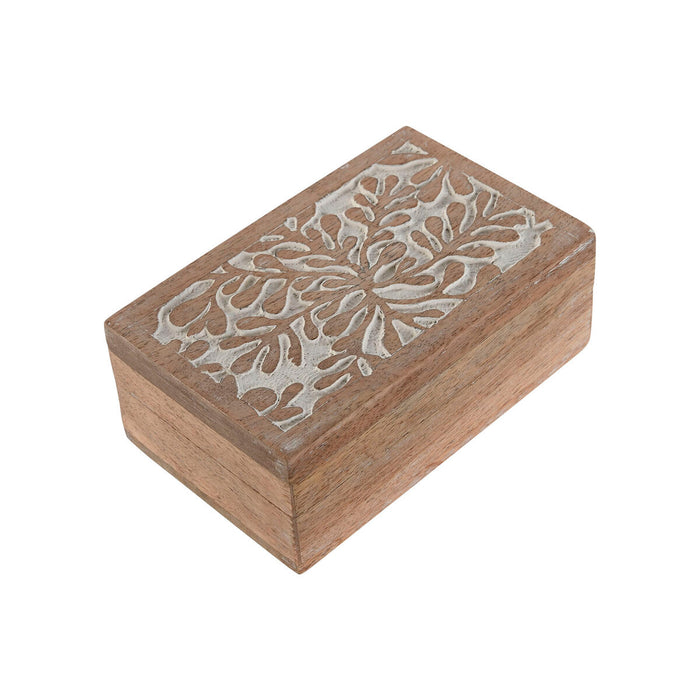 Caja-Joyero Home ESPRIT Blanco Natural Madera de mango (2 Piezas)