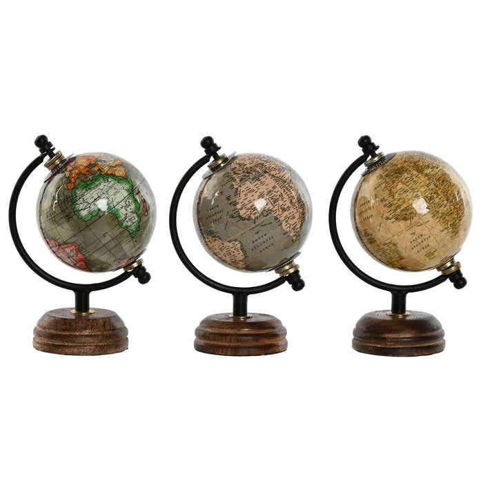 Globo Terraqueo Home ESPRIT Verde Beige Vintage 10 x 8 x 14 cm (3 Unidades)