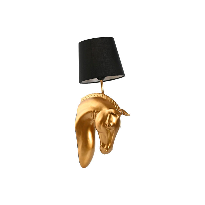Lámpara de Pared Home ESPRIT Negro Dorado Caballo 220 V 18 x 21,5 x 50,5 cm (2 Unidades)