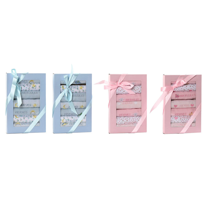 Ensemble de Bavoirs Home ESPRIT Bleu Rose Coton 19 x 29 x 3 cm (4 Unités)