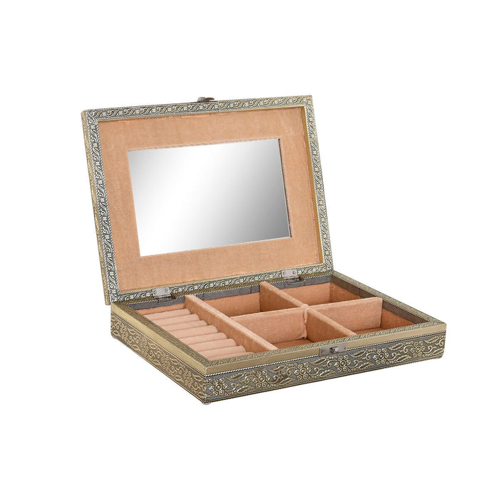 Caja-Joyero Home ESPRIT Blanco Champán Madera Aluminio 27,5 x 20 x 5,4 cm