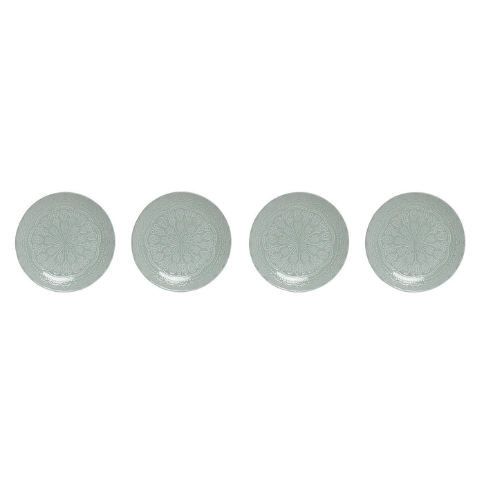 Set de Platos Home ESPRIT Verde Gres Mandala Árabe 27 x 27 x 2,5 cm