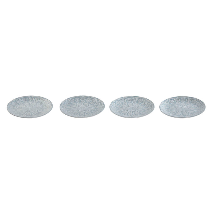 Set de Platos Home ESPRIT Azul Gres Mandala Árabe 19,5 x 19,5 x 2 cm